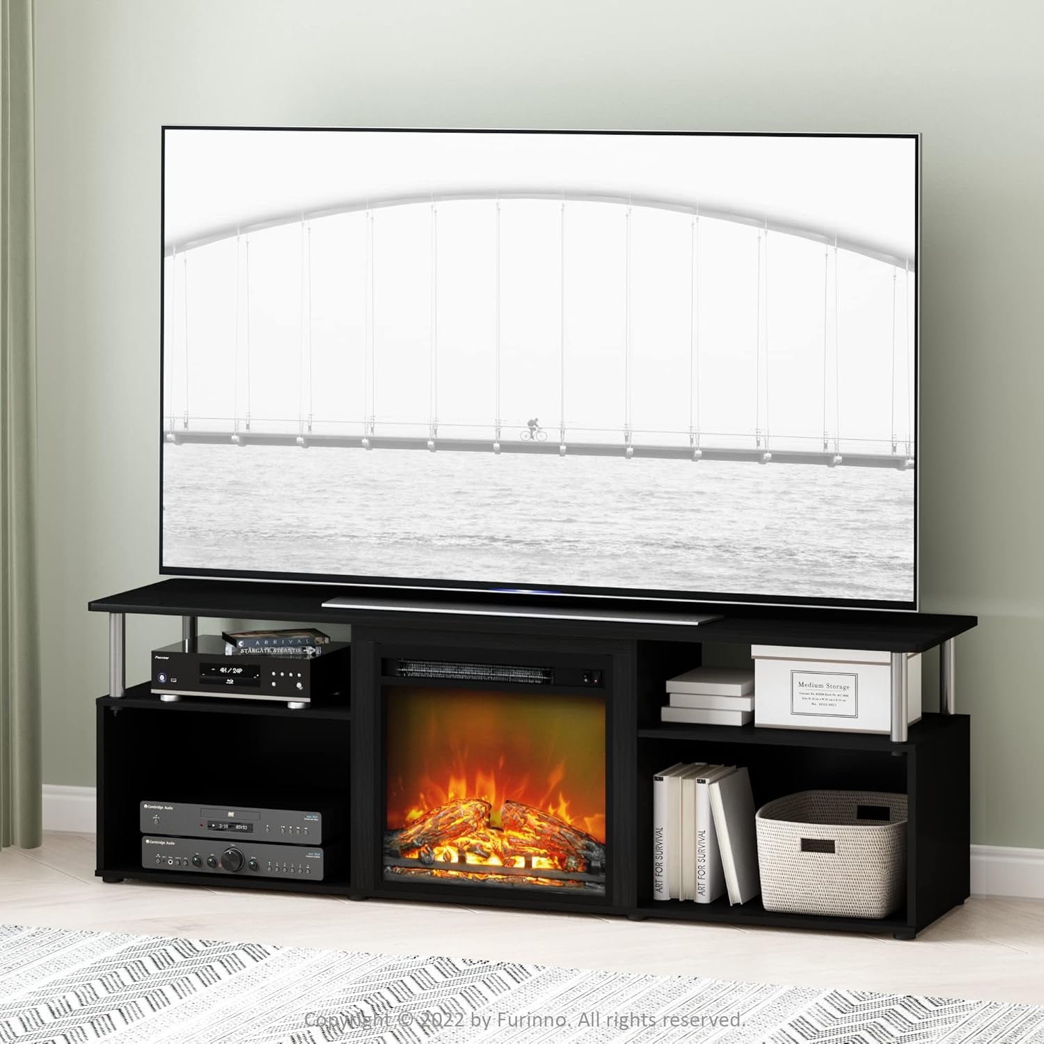 Entertainment Center With Electric Fireplace For 70 Inch TV-2