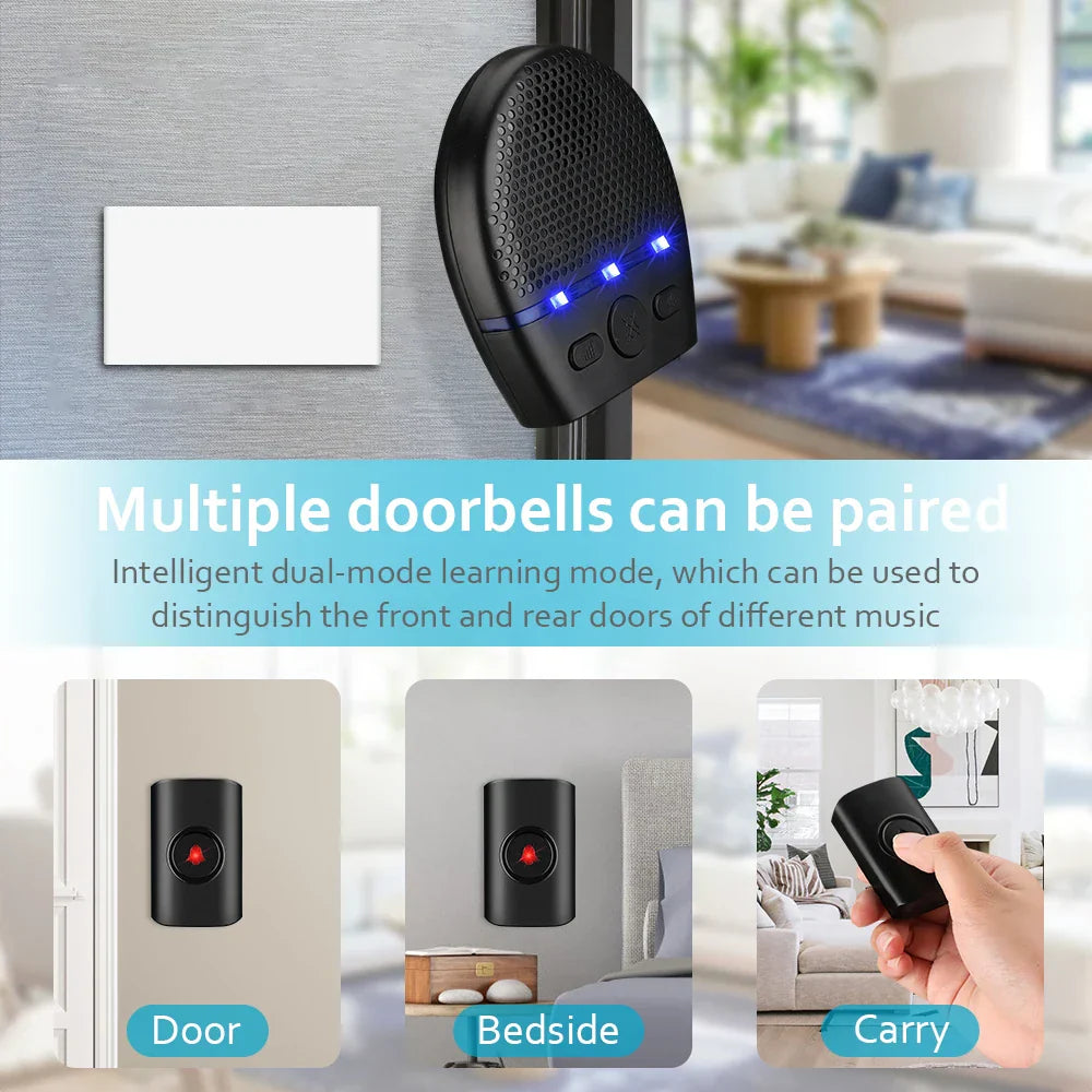 Waterproof Wireless Doorbell LED Chime Home Security (300M)-4