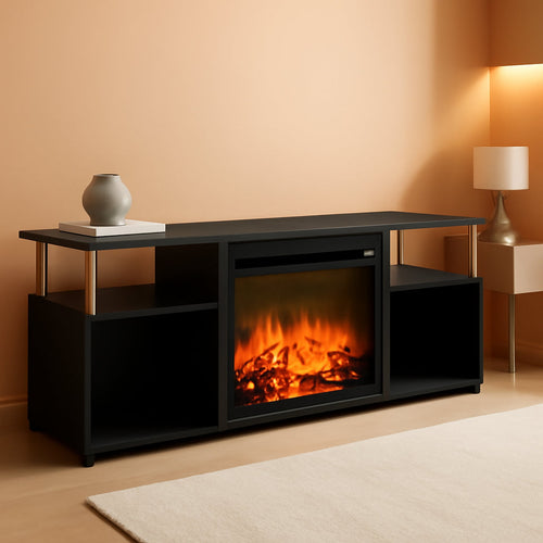 Entertainment Center With Electric Fireplace For 70 Inch TV-0