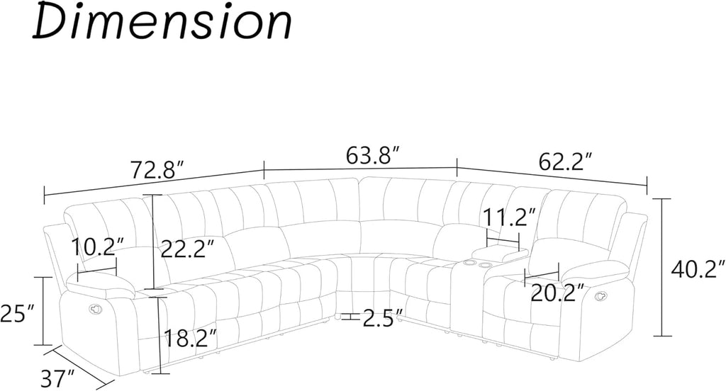 Power Reclining Leather Sectional Sofa Black Home Theater-1