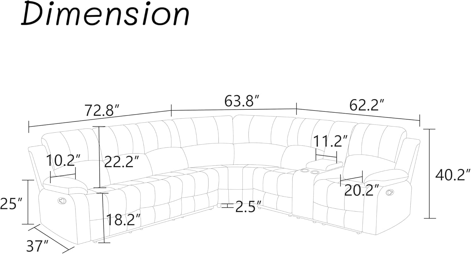 Power Reclining Leather Sectional Sofa Black Home Theater-1
